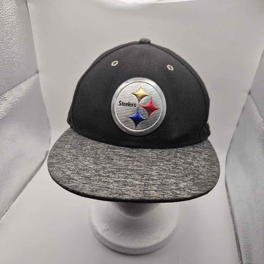 Pittsburgh Steelers New Era 59FIFTY Fitted Hat Size 7 3/4 NFL Metallic Logo Cap